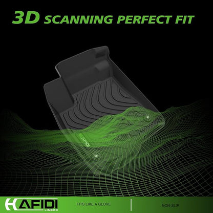 HAFIDI® Floor Mats Fit for 2025 2026 Dodge Ram 1500 Crew Cab Under-seat Storage, All Weather Protection TPE Anti-Slip Automotive Floor Liners, Fits 1st & 2nd Row Full Set Custom Accessories, Black