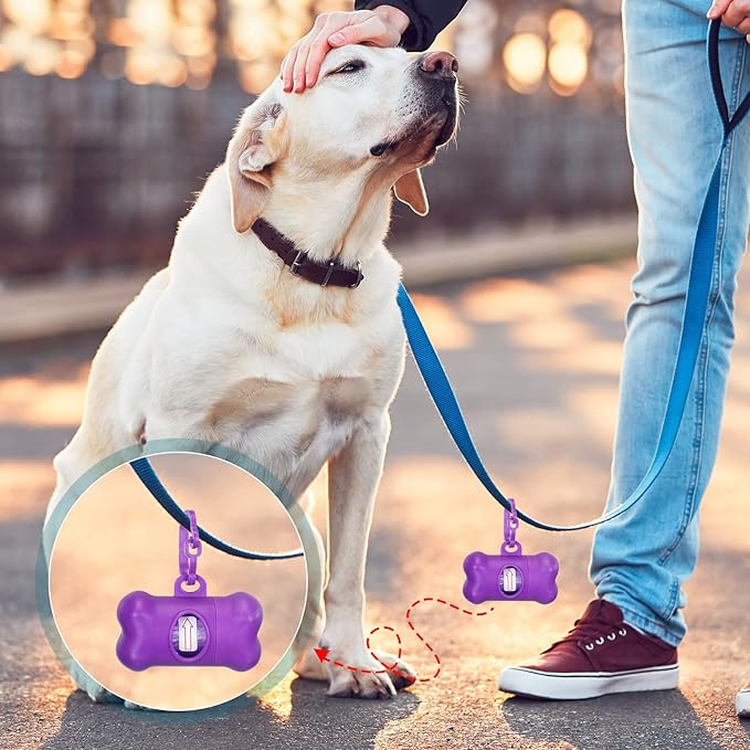 Zhehao 50 Pcs Dog Poop Trash Bag Holder Dispenser Plastic Dog Poop Waste Bag Holder for Leash with Hook and Leak Proof for Walking Hiking Camping(Bone)