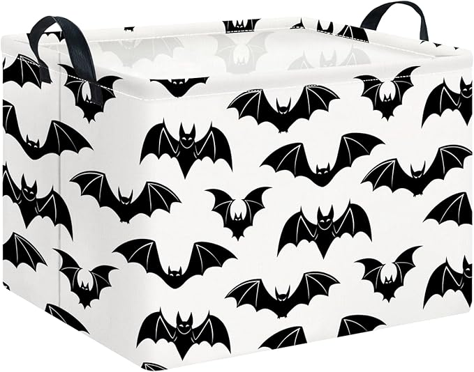 CLOCOR Rectangular Bat Storage Basket Empty,Collapsible Fabric Storage Container,Room Decor, Gift Basket(Bat)