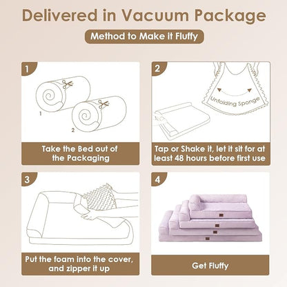 EHEYCIGA Memory Foam Dog Bed for Crate, Large Orthopedic Dog Bed, Lilac | Washable Removable Cover, Waterproof Flat Pet Sofa Couch with Nonskid Bottom, 36x27x6