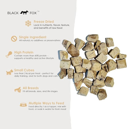 BLACK FOX Freeze-Dried Chicken Liver Training Treats for Dogs and Cats | 270 Treats, 4oz Single Ingredient, Raw, Healthy, All Natural, Human Grade, Recyclable Packaging