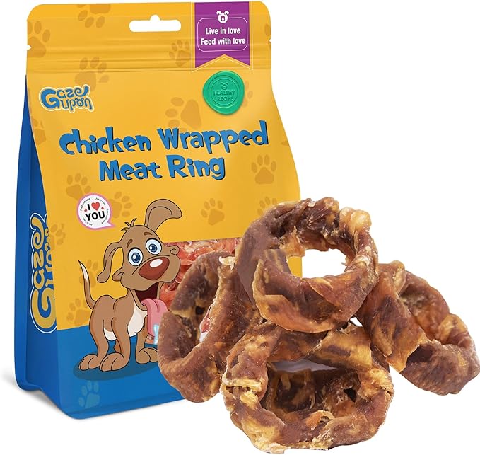 gazeupon Dog Treats, Chicken Wrapped Meat Ring,Made with Real Chicken and Beef Meat, Healthy Dog Chews, Rawhide Free,w/Glucosamine Chondroitin