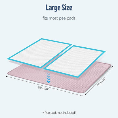 Pee Pad Holder for Dogs 34''x22'' Silicone Puppy Pee Pad Tray, Pink | Extra Large Dog Potty Tray Leak-Proof, High Edge, No Spill Training Pads for Floor Protection, No Pee Pads