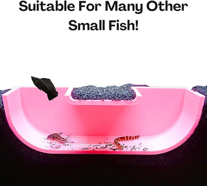 Betta Underground Tunnel Hideout Cave | Aquarium Hide for Small Fish and Shrimp | Viewing Betta Fish Rest Hammock Enrichment Toy | Betta Fish Tank Accessories Decorations Toys Decor (Pink)