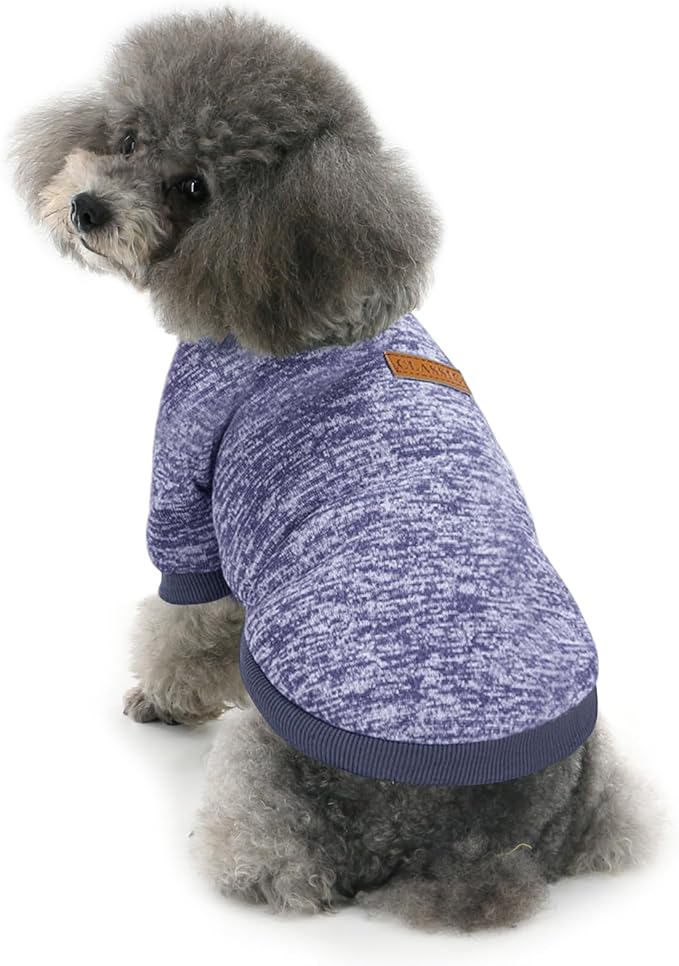2 Pieces Pet Dog Classic Knitwear Sweater, Fleece Coat for Small,Medium Dogs,Warm Pet Dog Cat Clothes,Soft Puppy Customes for Chihuahua Yorkshire Tzu (Grey Navy,XL)