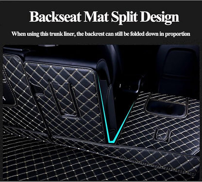 Trunk Mat Cover Compatible with BMW X5 PHEV 2019-Current Back Seat Cover & Cargo Liner & High Side Mats Heavy Duty Leather Mat - Beige