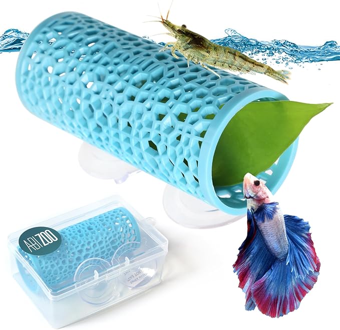 Abizoo Betta Fish Tunnel Hideout for Aquarium Decoration Hollow Coral Design Smooth Finish, Fish Tank Accessory Habitat Cave for Betta Shrimp Guppies Neon Tetras Zebra Danios and Other Small Fish