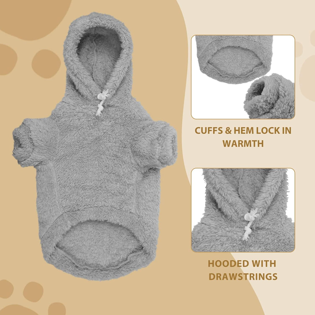 Fuzzy Dog Sweaters for Large Dogs Pet Hoodie Clothes Warm Soft Pet Coats Hooded Sweatshirt Dog Hoodie for Large Dogs(Grey-L)
