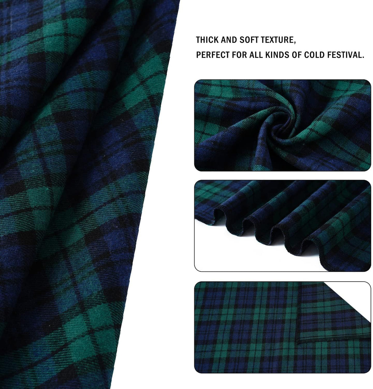 E-Clover Dog Bandanas Boy & Matching Scrunchie Set Plaid Scarf Kerchief for Small Dog Puppy Bandana Pet Owner Blue Green Fall