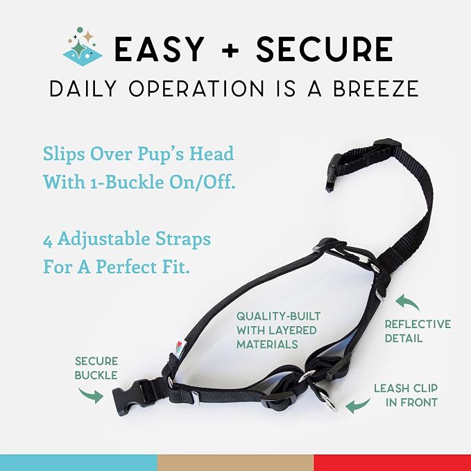 No Pull Dog Harness | Comfortable Training Harnesses | Effective No Pull Harness Design | Ideal for Large Sized Dog | 4-Point Adjustable(L - 26~32 inch Girth, Black)