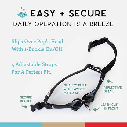 No Pull Dog Harness | Comfortable Training Harnesses | Effective No Pull Harness Design | Ideal for Large Sized Dog | 4-Point Adjustable(L - 26~32 inch Girth, Black)