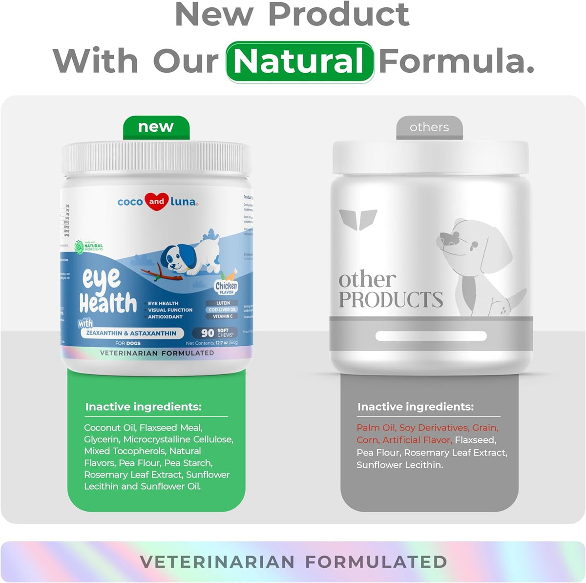 Eye Support for Dogs - 90 Soft Chews - Dog Supplements for Vision, Eye Vitamins for Dogs, with Cod Liver Oil Antioxidant, Dog Omega Supplement, Omega 3 EPA and DHA Fatty Acids.
