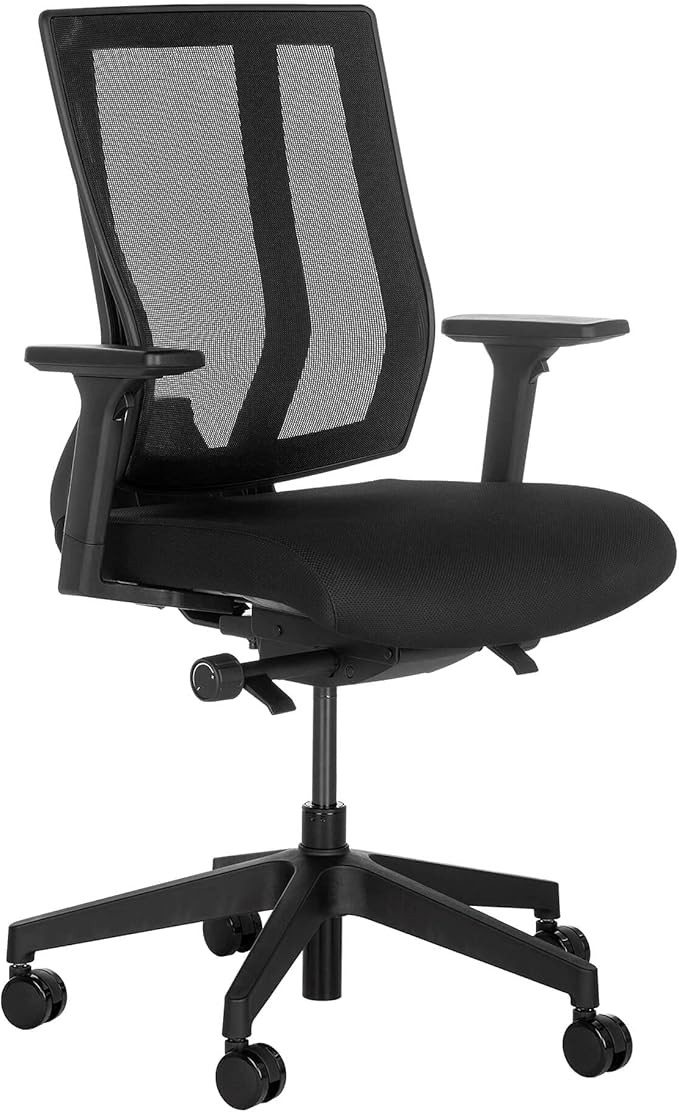 Vari Task Chair- Varidesk Comfortable Ergonomic Office Chair with Mesh, Armrests and Rolling Casters - Easy Assembly, 300lb Capacity - Lumbar and Back Support - Home Office Chair- Black