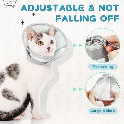 Supet Cat Cone Collar Soft to Stop Licking and Scratching, Breathable Comfortable Mesh Recovery Cone for Cats and Small Dogs After Surgery Neuter, Spay, Lightweight E Cone Collar Alternative (L)