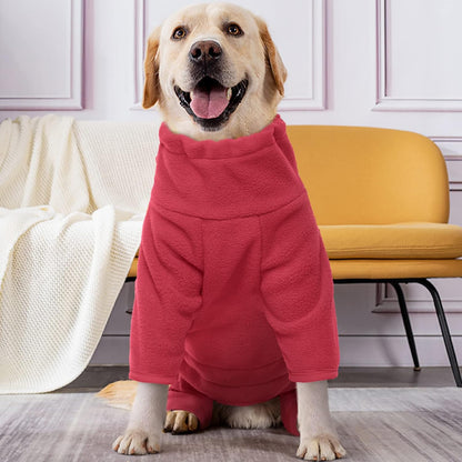 ROZKITCH Small Dog Fleece Pajamas, Pet Windproof Warm Cold Weather Jacket Vest Cozy Jumpsuit Apparel Outfit Clothes for Small Medium Large Dog Walking Hiking Sleep Red S