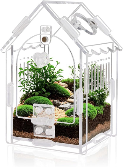 Jumping Spider Enclosure - Internal Dimensions 3.15"x3.15"x5.6" Acrylic Terrarium Kit for Tarantulas/Mantis/Reptiles with Magnetic Door, Ventilation & Easy Assembly