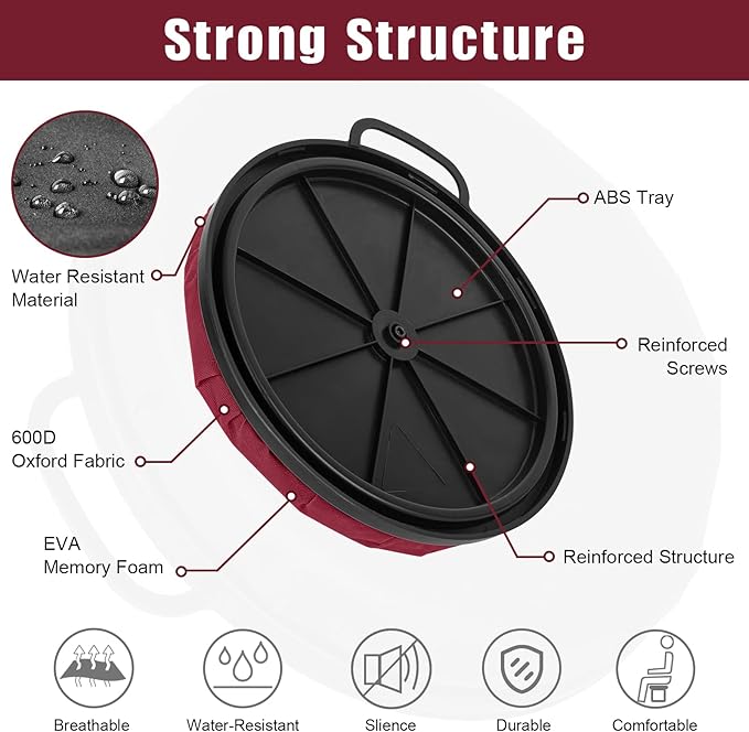Foxtune 360-Degree Swivel Bucket Seat, 5 Gallon Bucket Lid, Spin Bucket Seat Cushion, Silent, Comfortable, Water-Resistant, for Fishing, Gardening, Hunting and Camping