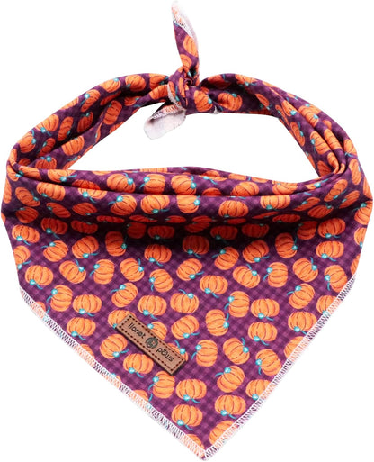 Lionet Paws Halloween Dog Bandana for Small Medium Large Dogs, Cat Dogs Kerchief Triangle Bibs Scarf Pumpkin for Girl or Boy