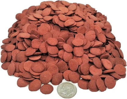 Aquatic Foods Inc. Ultra Color Enhancing 12mm - 1/2" Sinking Wafers of Krill, Astaxanthin, Rose Algae. for Bottom Fish, Plecos, Shrimp, Snails, All Herbivorous & Omnivorous Tropical Fish...1/4-lb