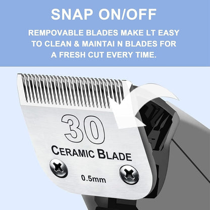 3PCS 30 Blades Dog Grooming Clipper Blades Compatible with Andis Pet Clipper/Oster A5/Wahl KM Series Dog Clipper,Ceramic Blade & Stainless Steel Blade