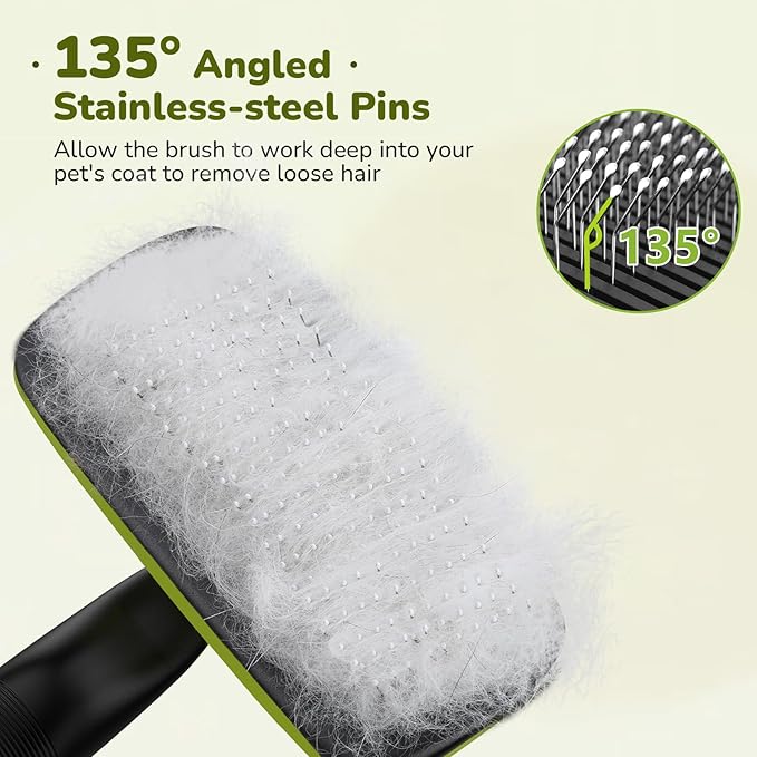 Pecute Self-Cleaning Slicker Brush for Dogs, Cats, Lightweight Dog Brush for Shedding Massaging Grooming, Cat Brush Gently Removes Loose Fur Undercoat for Dogs Cats Rabbits of All Hair Types