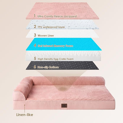 EHEYCIGA XL Dog Bed Memory Foam for Crate, Extra Large Dog Bed Orthopedic with Washable Removable Cover, Waterproof Pet Sofa Couch XLarge Size Dogs, 41x27x6.5, Pink | Washable Removable Cover, Waterproof Flat Pet Sofa Couch with Nonskid Bottom, 41x27x6.5