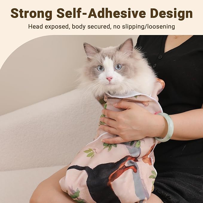 Cat Grooming Wrap Cat Wrap for Cutting Nails, 19.7" Cat Wrap for Grooming, Cat Restraint for Nail Clipping, Multifunctional Swaddle Wrap Pet Tool, Cat Burrito Wrap