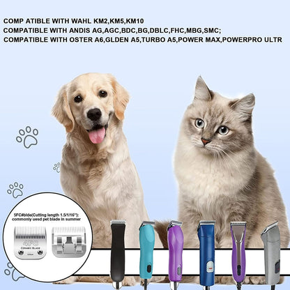 Audoc 4FC Blade Detachable Pet Clipper Replacement Blades, Ceramic and Stainless Steel, Compatible with Andis, Oster, and Wahl Clippers