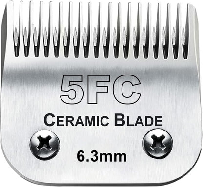 5FC Blade Dog Grooming Clipper Replacement Blades Compatible with Andis Dog Clippers,Detachable Ceramic Blade & Stainless Steel Blade,Size-5 FC 1/4-Inch Cut Length (64122)