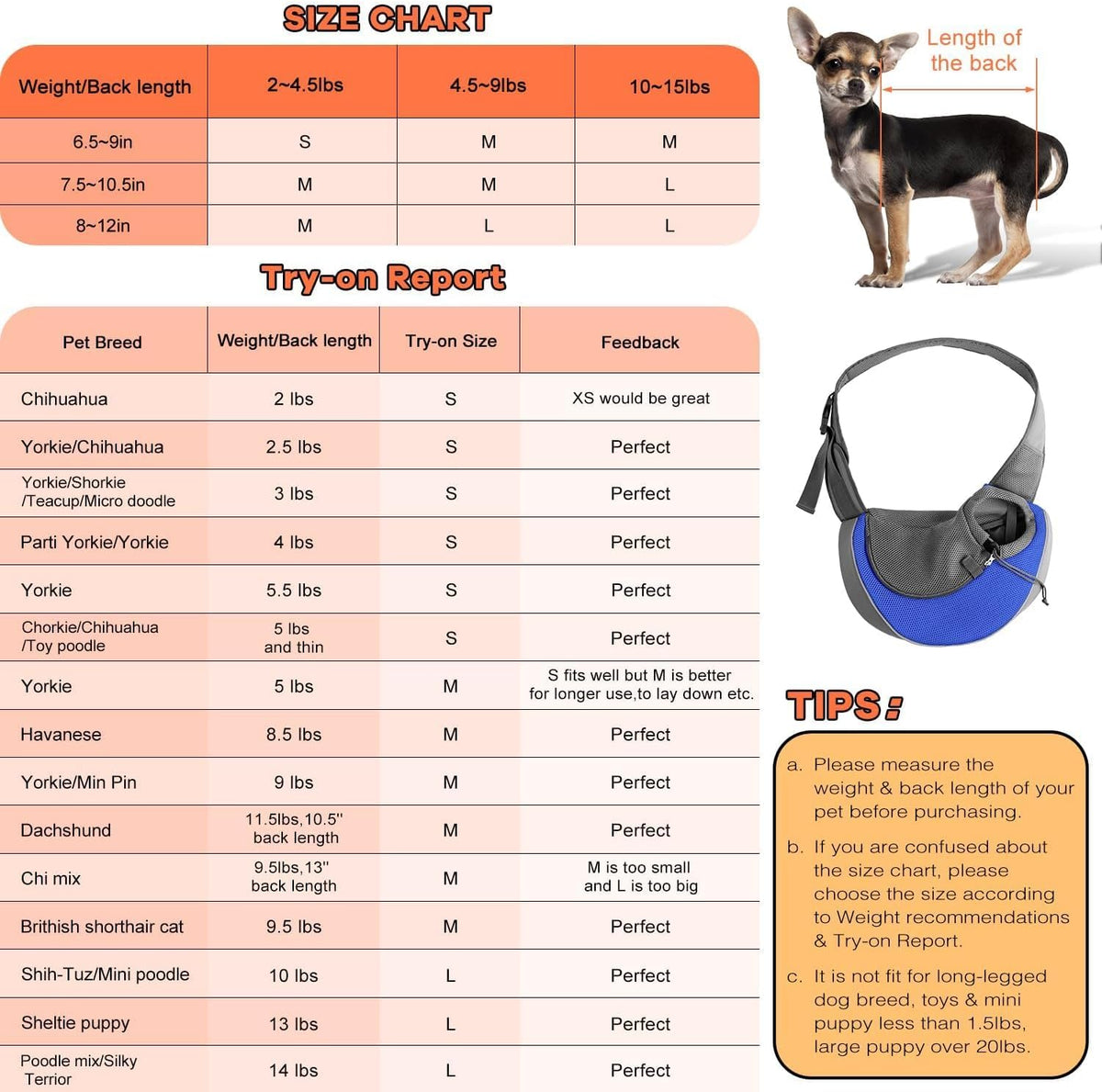 YUDODO Pet Sling Carrier for Small Dogs & Cats – Hands-Free Puppy Carrier with Safety Hook, Large Zipper Pocket, Soft Breathable Mesh, Adjustable Strap & Reflective Strip (Blue 1.0 L)
