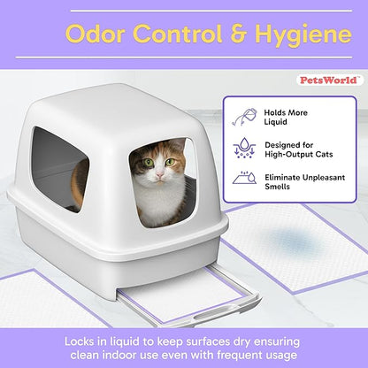 PetsWorld Universal Fit Cat Pad Refills for Litter Box, Unscented, Odor Control, Pack of 200