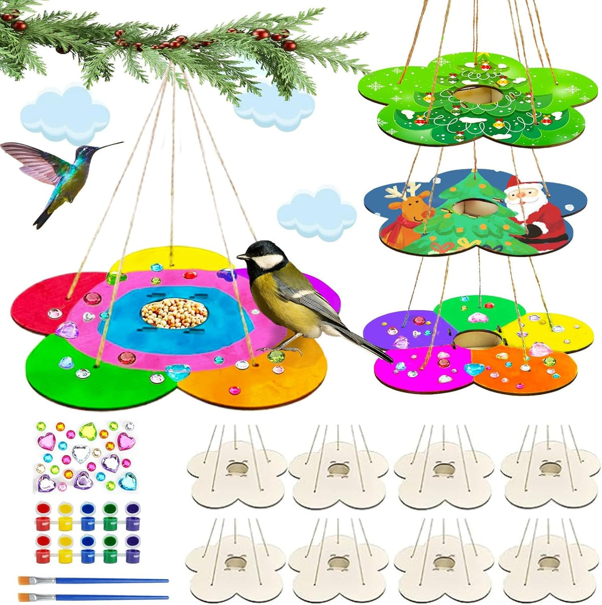 12 Pack Bird Feeder Craft Kits for Kids Ages 3-5 4-8 8-12, DIY Wooden Art Painting Outdoor Bulk Toys for Boys & Girls, Easter Christmas Gifts, Party Favor Gifts for Nature Loving Children