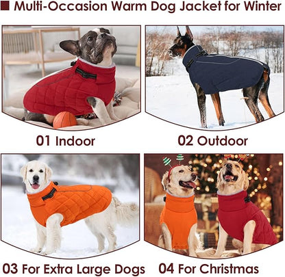 AOFITEE Winter Jacket for Extra Large Dogs, Warm Turtleneck Dog Coat with Back Zipper, Waterproof Dog Puffer Coat for Large Dogs,Winter Jacket Warm Snowsuit for Border Collie, Golden Retriever
