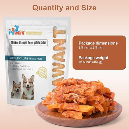 Dog Treats Chicken Wrapped Sweet Potato Dog Snacks, Puppy Training Snacks, Rawhide Free Treats 1lb/454g