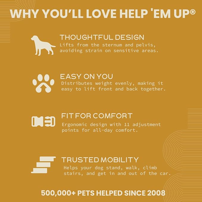 Help 'Em Up® Dog Lift Harness, Full Body Support, Large U-Band (80-125 lbs)