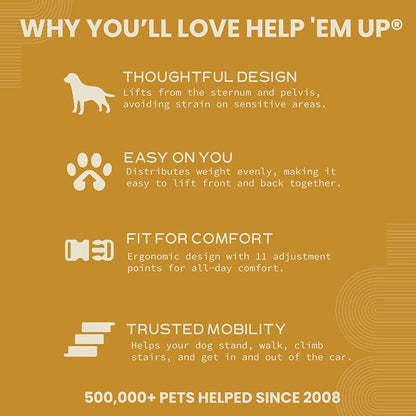 Help 'Em Up® Dog Lift Harness, Full Body Support, Medium U-Band (45-80 lbs)