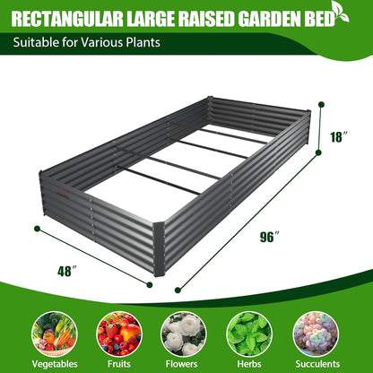A ANLEOLIFE 8X4X1.5ft Galvanized Raised Garden Bed Kit, Rectangular Large Metal Deep Root Planters for Outdoor Plants Vegetables Flowers Herb, 359 Gallon Capacity- Quartz Grey