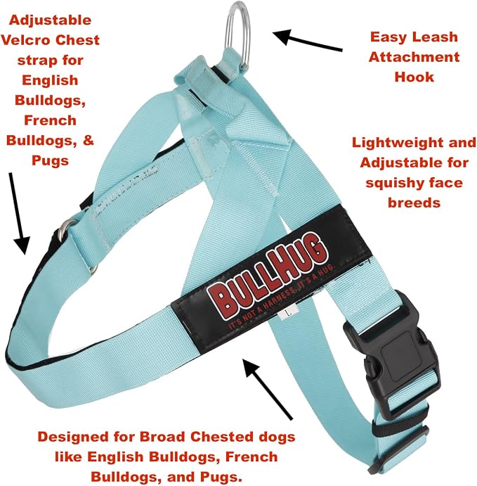 Adjustable Dog Harness– No Pull, No Choke – for English Bulldogs, French Bulldogs, Pugs & Broad-Chested Breeds – Easy, Safe Walks (Black, Medium)