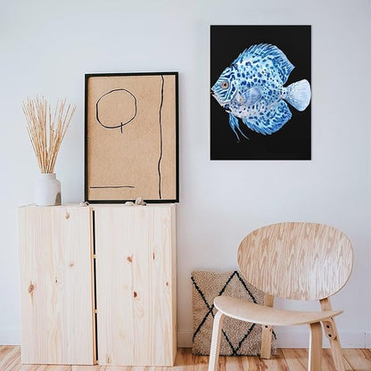 Discus Fish Wall Art Canvas Artwork Vintage Hanging Pictures Painting Poster for Home Decor