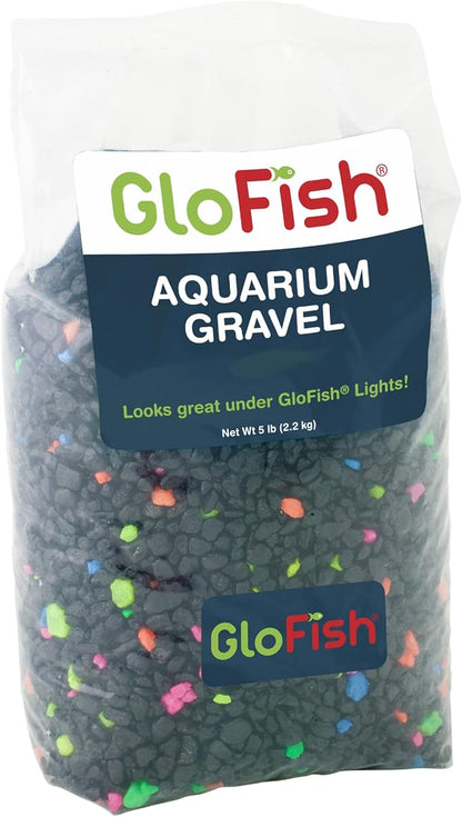 GloFish Aquarium Gravel, Fish Tank Gravel, Black With Fluorescent Accents, Compliments GloFish Tanks, 5 lb Bag