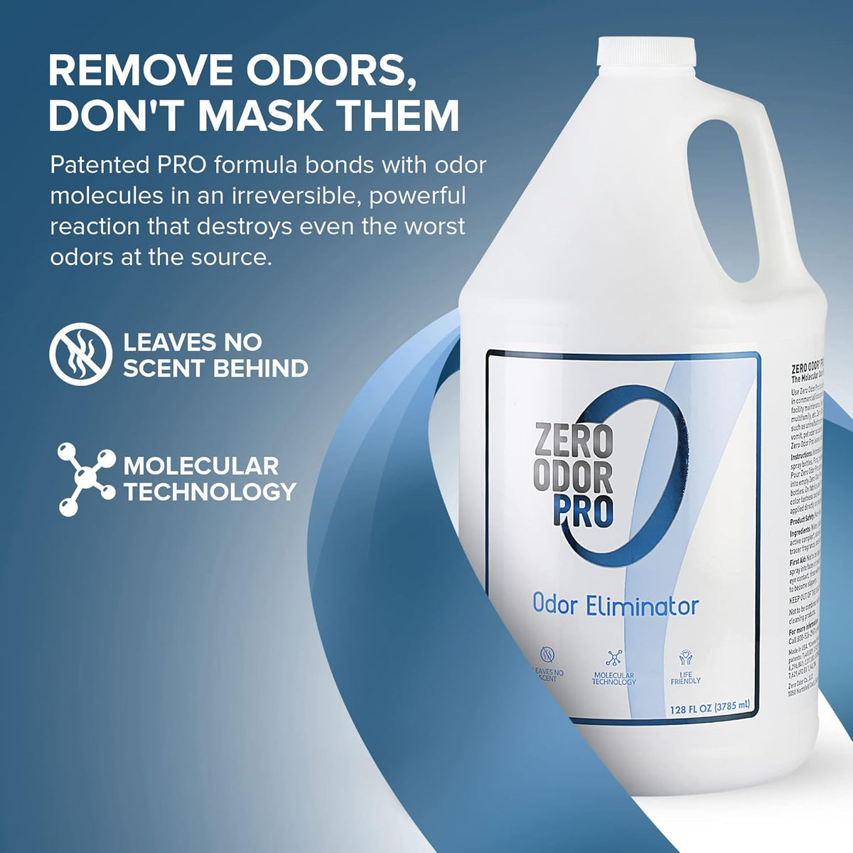 Zero Odor Pro - Commercial Strength Odor Eliminator & Neutralizer, Air Freshener, Room Deodorizer - Strongest Odor Eliminator Trigger Spray, 128oz Refill