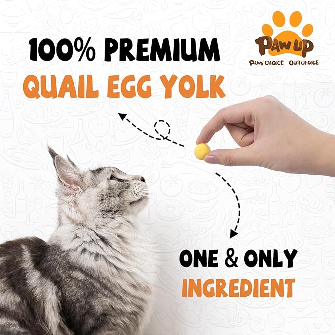 PAWUP Freeze Dried Quail Egg Yolk Pet Treats, Freeze-Dried Pet Food for Dogs, Cats, Pure Fresh Ingredient, 4.2 oz, Rawhide Free, Gluten&Grain Free