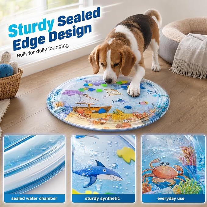 Cat Water Mat with Fish, 2026 New Interactive Cat Mat, Cat Mat for Indoor Activity, Portable Pet Water Play Mat for Cats and Dogs，B：Large,39"