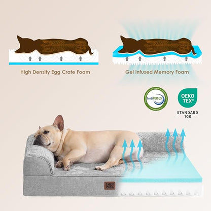 EHEYCIGA Memory Foam Dog Bed, Extra Large Size Orthopedic Dog Bed, Grey | Washable Removable Cover, Waterproof Flat Pet Sofa Couch with Nonskid Bottom, 48x35x7.5