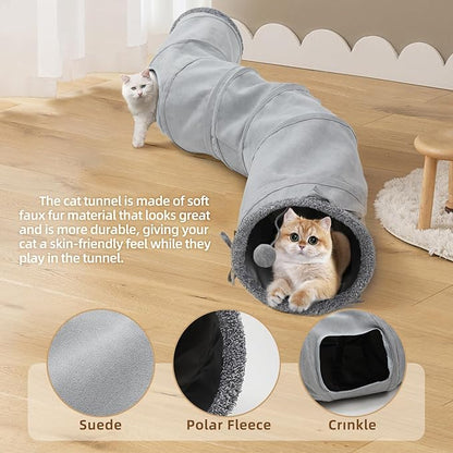 Cat Tunnel, Indoor Cat Toy, Roller Track Cat Toy, Collapsible S-Shaped Play Tube, 10.5 Inch Diameter Maze Cats House for Cats, Puppies, Rabbits, Ferrets Set