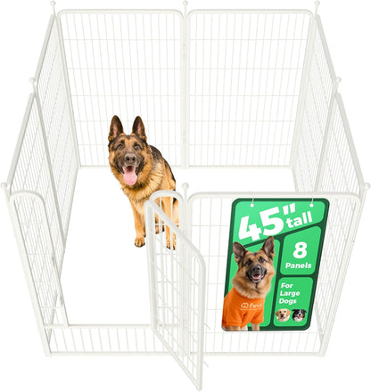 FXW Rollick Unleashed Dog Playpen for Indoor, Yard, RV Camping, 45 inch 8 Panels for Large Dogs, White│Patented