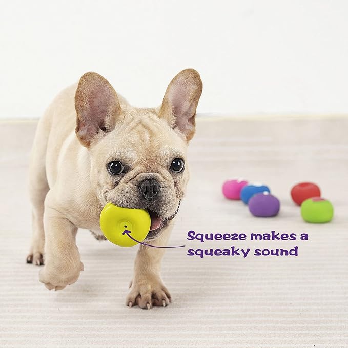 Squeaky Dog Ball, Latex Cute Dog Toys for Puppy and Small Dogs Soft Rubber Fetch Play Catch Ball Bounce and Funny Squeak Pet Toys 6 Pack