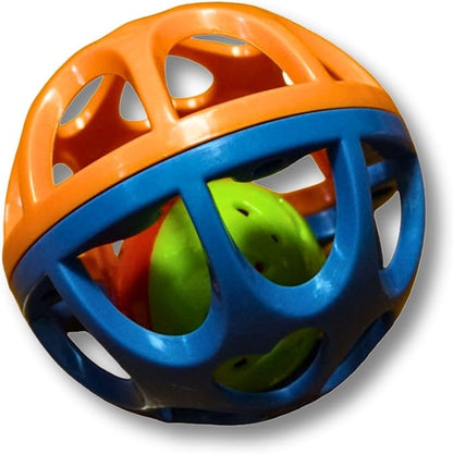 Large Cat Ball Toy with Bell - Durable, Self-Entertainment, Colorful Indoor Exercise (Yellow & Purple) (Blue & Red)