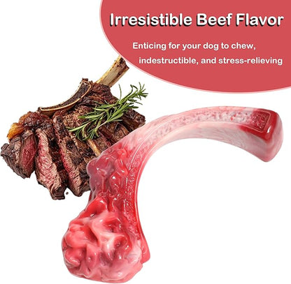 Tough Dog Toys for Aggressive Chewers, Super Chew Toy to Keep Them Busy, Cleaning Teeth, Boredom and Stimulating, Indestructible Nylon Bone for Medium Large Breed, Best Pet Gift, Beef Flavor