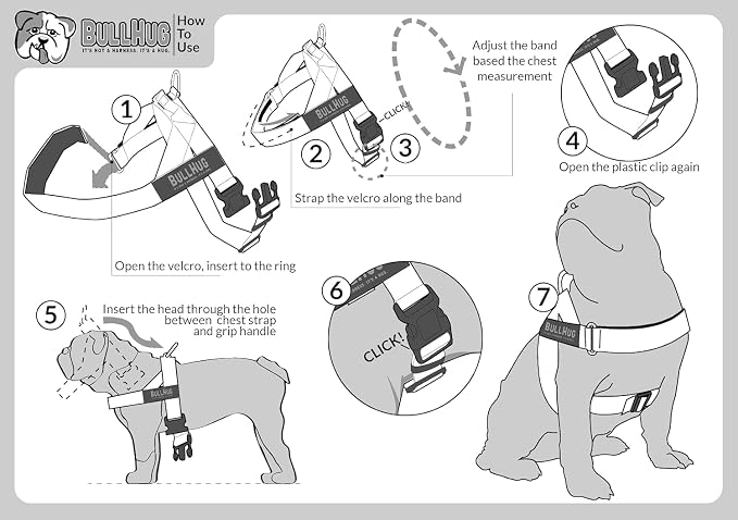 Adjustable Dog Harness– No Pull, No Choke – for English Bulldogs, French Bulldogs, Pugs & Broad-Chested Breeds – Easy, Safe Walks (Blue Burger, Medium)